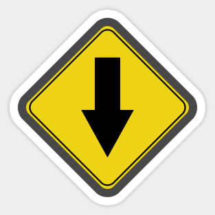 Caution Road Sign Down Arrow Sticker